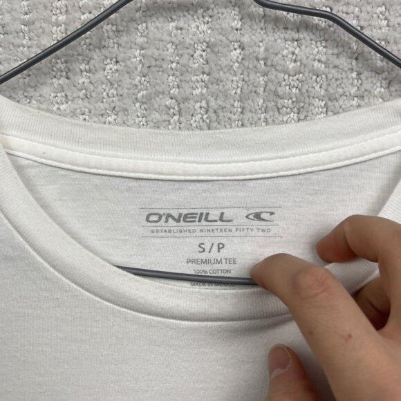 Y2K Oneill Shirt Men's S White Short Sleeve Surf Beach Graphic Tee Abstract - Picture 6 of 14
